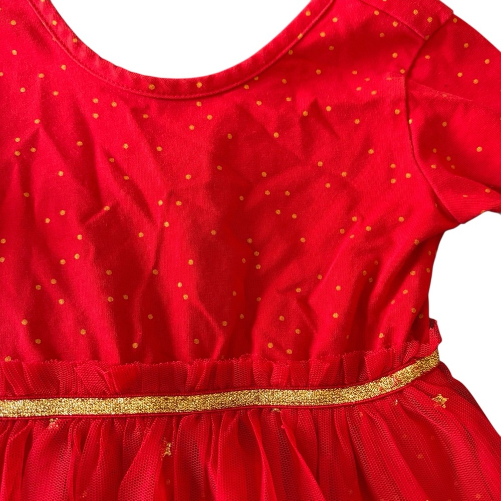 Hanna Andersson Red Tulle Dress with Gold Detail Size 90 - Picture 2 of 4